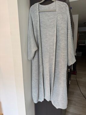 Cozy Open-Front Chunky Knit Cardigan - Light Gray